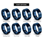font options for inside engraving on blue snowflake rings