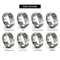 font options for inside engraving on silver snowflake circle rings