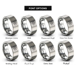 font options for inside engraving on grey snowflake circle rings