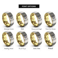 font options for inside engraving on gold & silver snowflake cookie rings
