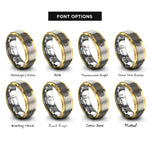 font options for inside engraving on gold & grey snowflake cookie rings