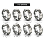 font options for inside engraving on gray snowflake cookie rings