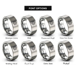 font options for inside engraving on grey snowflake cookie rings