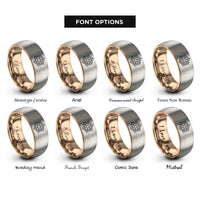 font options for inside engraving on rose gold & grey snowflake cookie rings