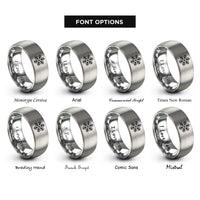 font options for inside engraving on gray snowflake rings