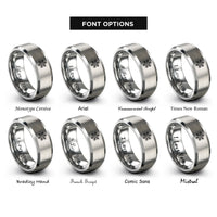 font options for inside engraving on grey snowflake rings