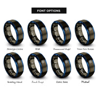 font options for inside engraving on gunmetal & blue snowflake rings