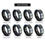 font options for inside engraving on black & blue & gray snowflake hexagon circle rings