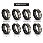 font options for inside engraving on black & silver snowflake l system rings
