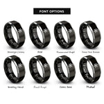 font options for inside engraving on black & grey snowflake l system rings