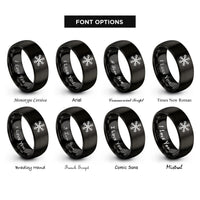 font options for inside engraving on black snowflake l system rings