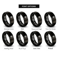 font options for inside engraving on black snowflake l system rings