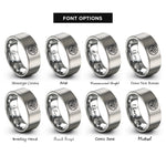 font options for inside engraving on grey snowflake paw circle rings
