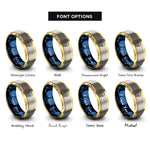 font options for inside engraving on gold & blue & silver snowglobe scene rings