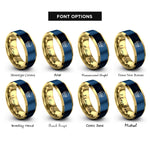 font options for inside engraving on gold & blue snowglobe scene rings