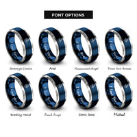 font options for inside engraving on blue & gray snowman rings
