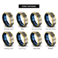 font options for inside engraving on gold & blue & gray snowman rings