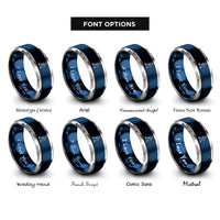 font options for inside engraving on blue & grey snowshoer silhouette poles rings