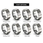 font options for inside engraving on gray snowshoer silhouette poles rings