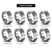 font options for inside engraving on gray snowshoer silhouette poles rings
