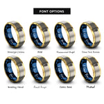 font options for inside engraving on gold & blue & gray snowshoes rings