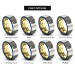 font options for inside engraving on gold & blue & gray snowshoes rings