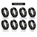 font options for inside engraving on black & silver snowy axe rings
