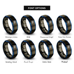 font options for inside engraving on gunmetal & blue snowy hill trees rings