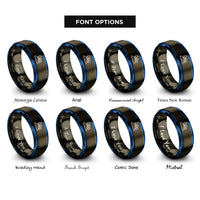 font options for inside engraving on gunmetal & blue snowy hill trees rings