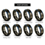 font options for inside engraving on gunmetal & blue snowy hill trees rings
