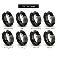 font options for inside engraving on black & silver snowy owl rings