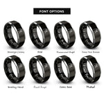 font options for inside engraving on black & silver snowy owl rings