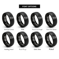 font options for inside engraving on black snowy owl rings