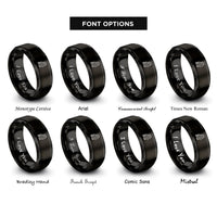 font options for inside engraving on black snowy owl rings