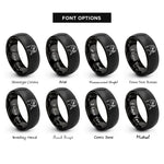 font options for inside engraving on black snowy owl rings