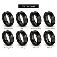 font options for inside engraving on black snowy owl rings