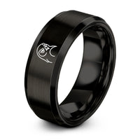 black tungsten snowy owl ring