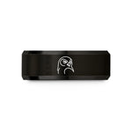 black tungsten snowy owl wedding band