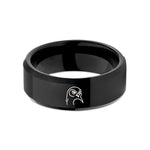 black tungsten snowy owl wedding band