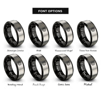 font options for inside engraving on black & gray snub square tiling rings