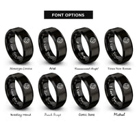 font options for inside engraving on black sobriety chip icon rings
