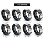 font options for inside engraving on black & blue & grey soccer ball goal rings