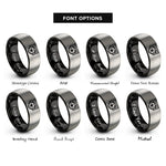 font options for inside engraving on black & grey soccer ball goal rings