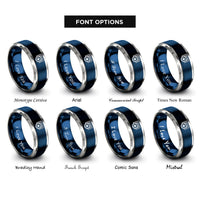 font options for inside engraving on blue & gray soccer ball goal rings