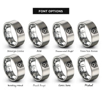 font options for inside engraving on silver soccer ball goal rings