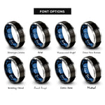 font options for inside engraving on black & blue & gray soccer formation rings