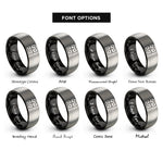 font options for inside engraving on black & silver soccer formation rings