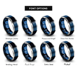 font options for inside engraving on blue & gray soccer formation rings