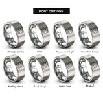 font options for inside engraving on grey soccer formation rings