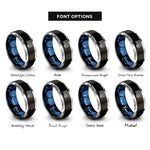 font options for inside engraving on black & blue & grey soccer goal ball rings